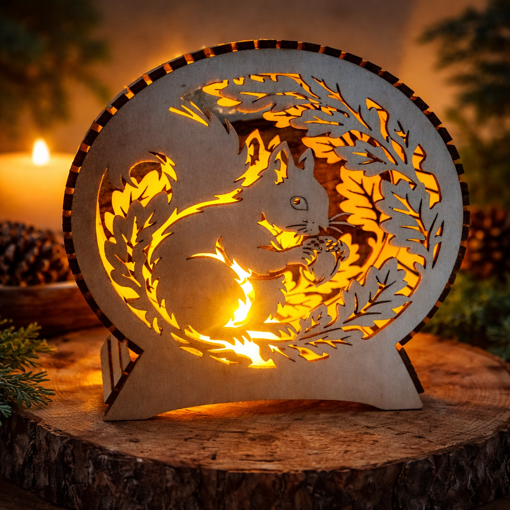 Lampe Écureuil en Bois – Ambiance Nature & Chaleur