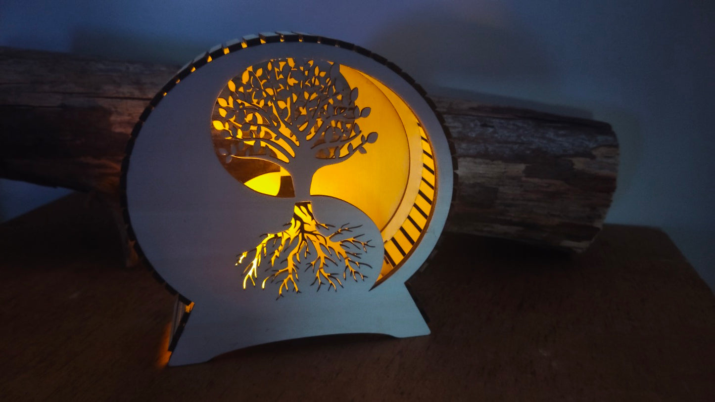 Lampe arbre de vie en bois personnalisé – Décoration artisanale