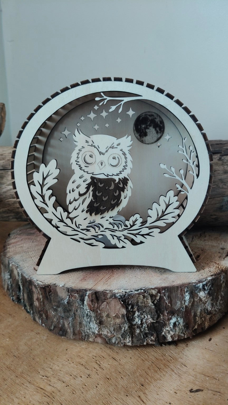 Lampe Chouette en Bois Lumineuse – Décoration Nature