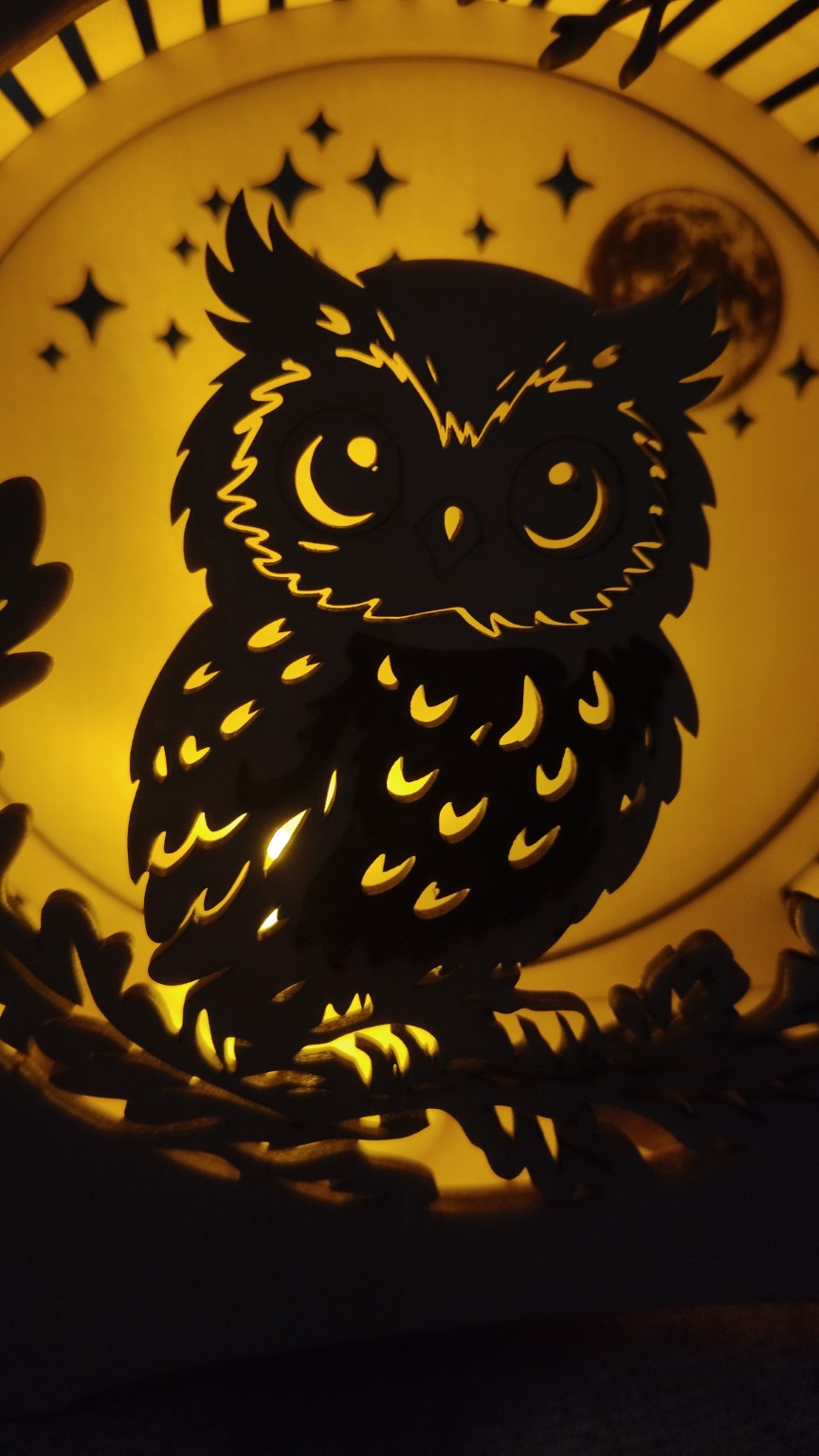Lampe Chouette en Bois Lumineuse – Décoration Nature