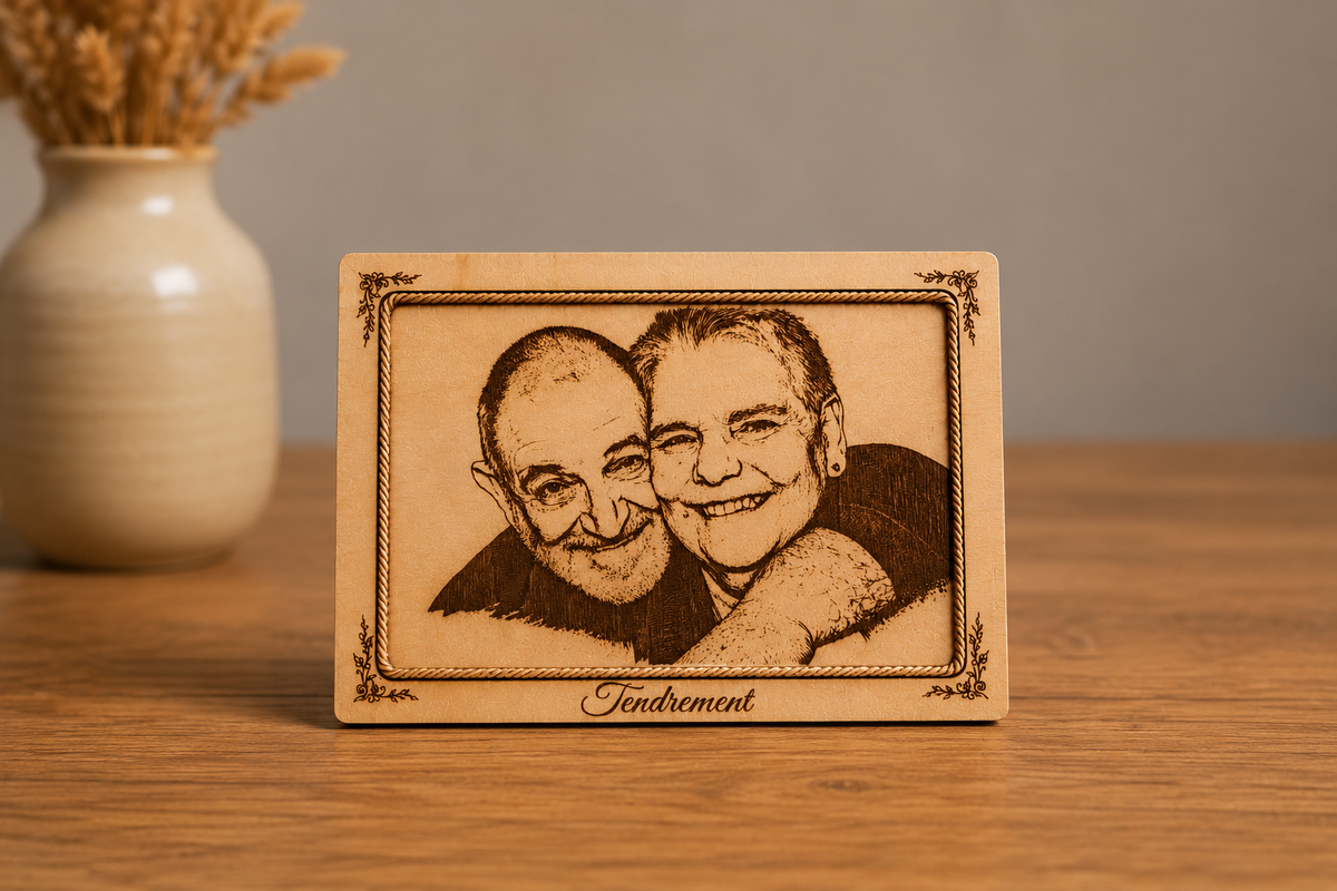Portrait personnalisé gravé sur bois