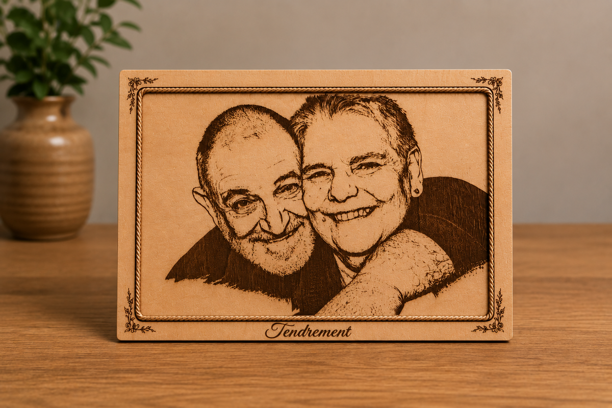 Portrait personnalisé gravé sur bois