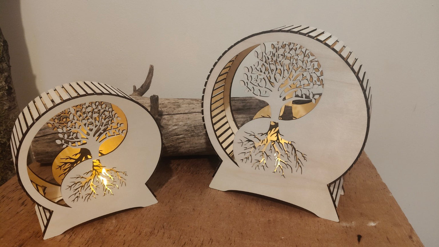 Lampe arbre de vie en bois naturel lampe decorative artisanale Crealaz
